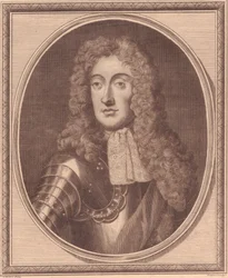 Retrato de James II da Inglaterra (1633-1701), gravura em cobre de John Goldar (1729-1795) de pintura de G Kneller