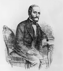 Retrato de Raffaele Busacca dei Gallidoro (1810-1893), político e economista italiano, gravura