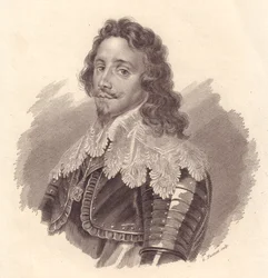 Retrato de Tomás Francisco de Sabóia, Príncipe de Carignano (1596-1656), gravura em cobre de G Fusinati a partir de pintura de Van Dick