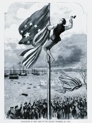 Os britânicos abandonam Nova York, quando a bandeira americana é hasteada, 25 de novembro