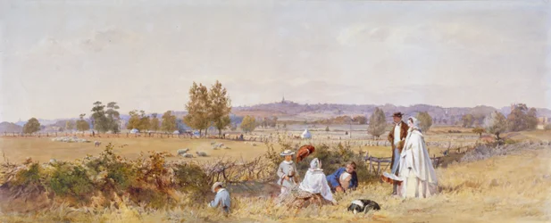 Campos na parte de trás da Prisão Holloway, Islington, Londres, 1859