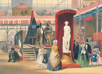 Vista de «O Escravo Grego» de Hiram Power (1805-73), uma escultura na secção dos Estados Unidos da Grande Exposição de 1851, de Dickinson