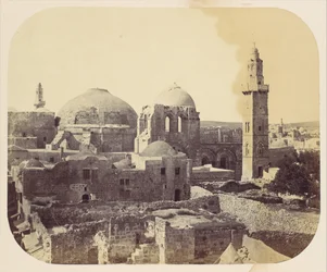 Cúpula do Santo Sepulcro, Jerusalém, década de 1860.