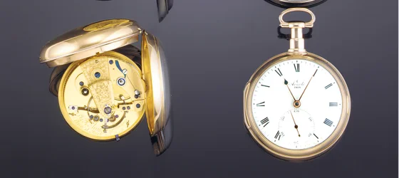 Relógio de bolso com cronômetro de detenção de mola de 22 quilates, Londres, no. 1818, 1801