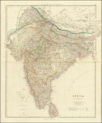 Mapa da Índia de 1832 por John Arrowsmith