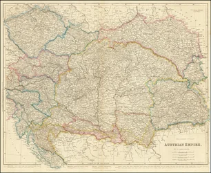 Mapa de 1858 do Império Austríaco por John Arrowsmith