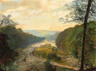 O vale de Wharfe, com a torre Barden além, 1870