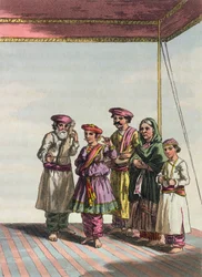 Uma menina dançando o Kuharwa, de &39;A Mahratta Camp&39;, 1813 (gravura a cores)