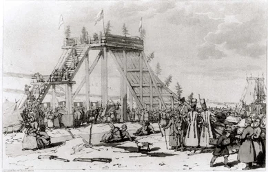 Ice Hills, de "Uma representação pitoresca das maneiras, costumes e divertimentos dos russos", de John Atkinson e James Walker, publicado em 1804