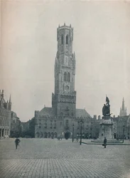 O Markt e o campanário, Bruges, Bélgica c1900 1914-1915