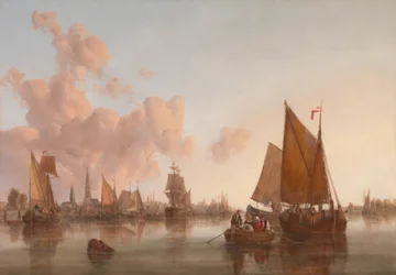 Barcos e Barcos à Vela num estuário holandês(?)