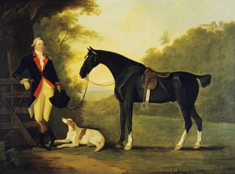 Oficial da Guarda Real dos Cavalos com o seu Carregador e Cão