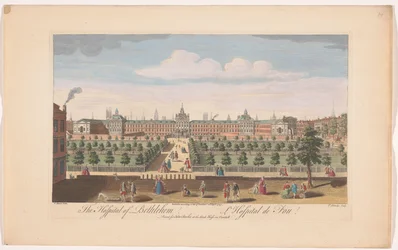 Gezicht op Bethlem Royal Hospital te Londen
O Hospital de Belém (título sobre o objecto)