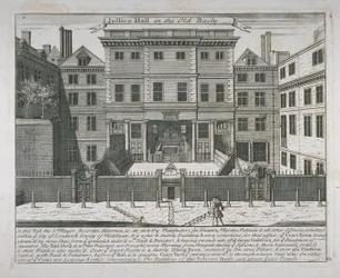 Vista, de, a, justiça, corredor, bailey velho, c.1740