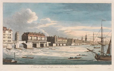Vista da Ponte de Londres, vista perto das escadas de St. Olave