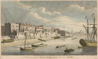 Vista tirada perto da ponte de Limehouse, olhando a jusante pelo Tamisa