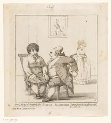 Spotprent de Charles Fox em Frederick North, 1783 Scrub & Archer (título no objeto)