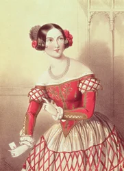 Madame Sontag como Rosina em "O Barbeiro de Sevilha", gravado pelo artista, 1849