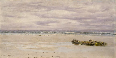 Kennack Sands, Cornwall, na maré baixa, 1877 (óleo a bordo, montado como desenho)