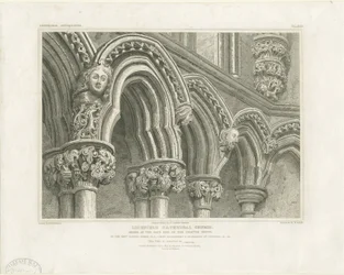 Interior da Catedral de Lichfield - Arcos na Casa Capitular: gravura, nd [c 1819] (imprimir)