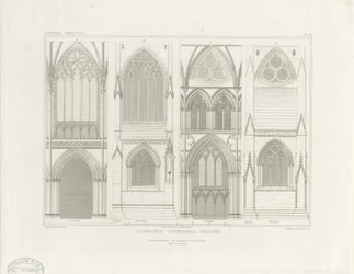 Interior da Catedral de Lichfield - Nave e Coro: gravura, nd [c 1819] (imprimir)