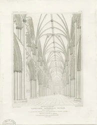 Interior da Catedral de Lichfield - Nave: gravura, nd [c 1819] (imprimir)