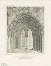 Catedral de Lichfield - Porta Transeta Norte: gravura, nd [c 1820] (imprimir)