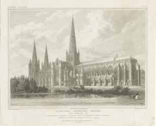 Catedral de Lichfield - Vista Sudeste: gravura, nd [?1819] (imprimir)