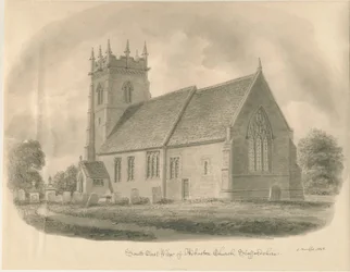 Igreja Adbaston: desenho em sépia, 1843