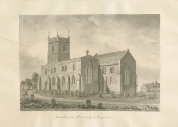 Igreja de Alrewas: desenho sépia, 1848