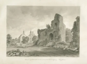 Castelo de Alton e "Nova Escola Conventual": desenho em sépia, 1847