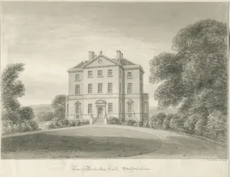 Barlaston Hall: desenho sépia