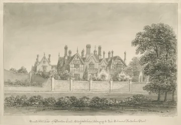 Barton under Needwood - "Barton Hall": desenho sépia, 1839