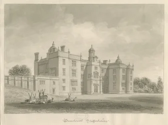 Beaudesert Hall and Park: desenho em sépia