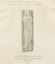 Igreja de Blithfield - efígie monumental: desenho colorido, 1823