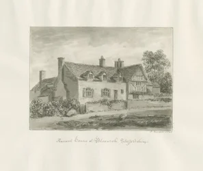 Bloxwich - casa antiga: desenho sépia