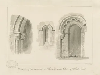 Brewood - Whiteladies Priory (Ruína) : desenho sépia