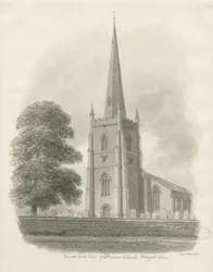 Igreja Brewood: desenho sépia, 1843