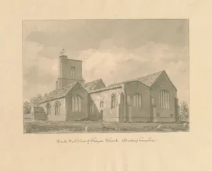 Buckinghamshire - Igreja Chenies: desenho em sépia, 1824