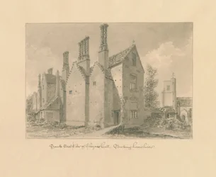 Buckinghamshire - Chenies Hall: desenho em sépia