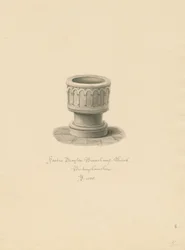 Buckinghamshire - Igreja Drayton Beauchamp: desenho em sépia, 1838