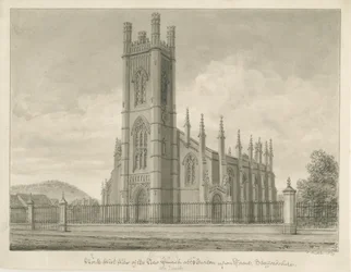 Burton-upon-Trent - Igreja da Santíssima Trindade: desenho em sépia, 1839