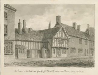 Burton-upon-Trent - Old Houses on High Street: desenho em sépia