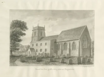 Igreja de Bushbury: desenho em sépia, 1845