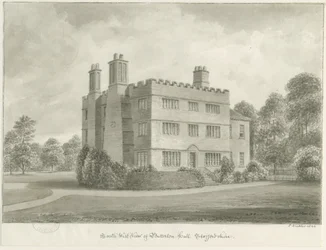 Butterton Hall: desenho em sépia, 1844