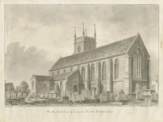 Igreja de Colwich: desenho sépia, 1841