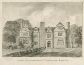 Dimsdale Old Hall: desenho em sépia, 1841