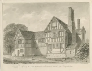 Dimsdale Old Hall: desenho em sépia, 1841