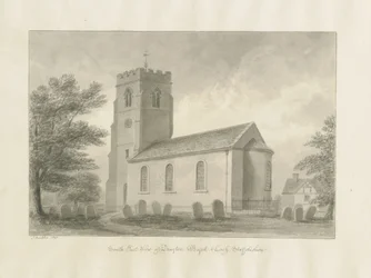 Drayton Bassett Church: desenho em sépia, 1848