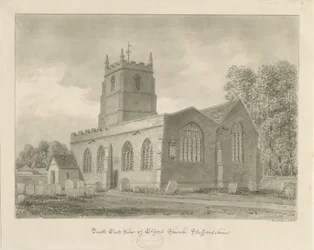 Igreja de Elford: desenho em sépia, 1838